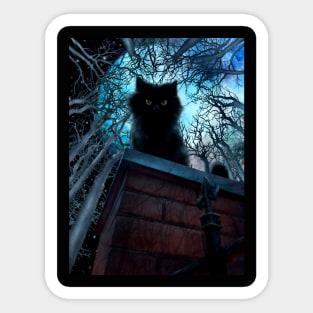 Haunted black cat Sticker